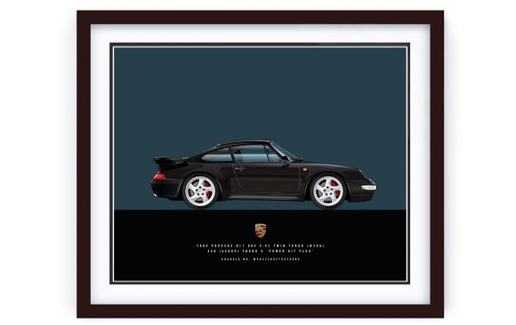 Framed Porsche 993 Turbo illustration by 1-of-1 Automotive Artworks