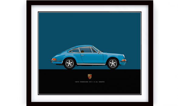 Custom illustration of a 1972 Porsche 911 Blue